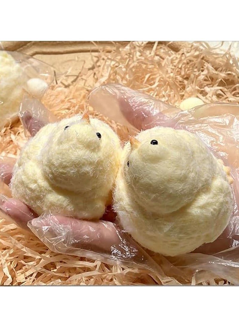 2Pcs Handmade Ultra-Soft Chick Squeeze Toy - Squishy Rubber Chicken Stress Relief, Perfect for Desk Decoration & Relaxation,Ideal for Students,Office Workers and Home Decor - Image 5