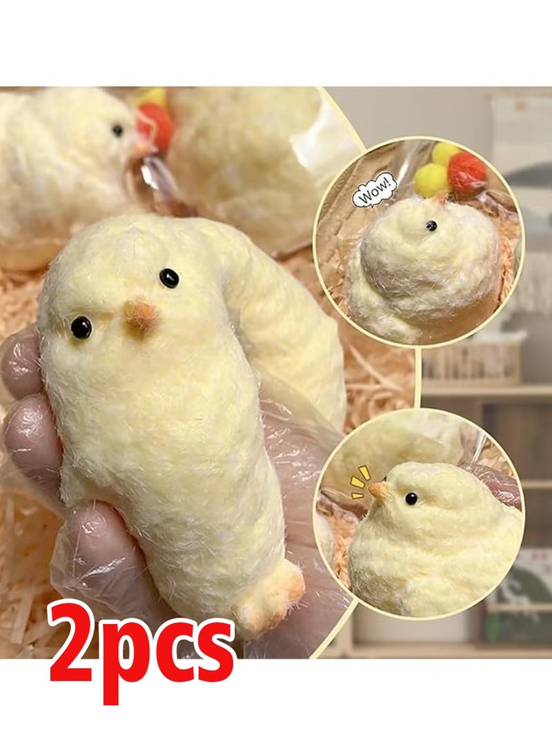 2Pcs Handmade Ultra-Soft Chick Squeeze Toy - Squishy Rubber Chicken Stress Relief, Perfect for Desk Decoration & Relaxation,Ideal for Students,Office Workers and Home Decor - Image 1