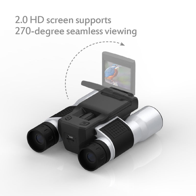 Digital Camera Binoculars: 12x Optical Zoom 32MM Aperture, 270-Degree Rotating 2.0TFT Screen, Built-In Large Capacity Lithium Battery - 3 Modes 12 Languages, High Resolution Portable Device for Outdoo - Image 2