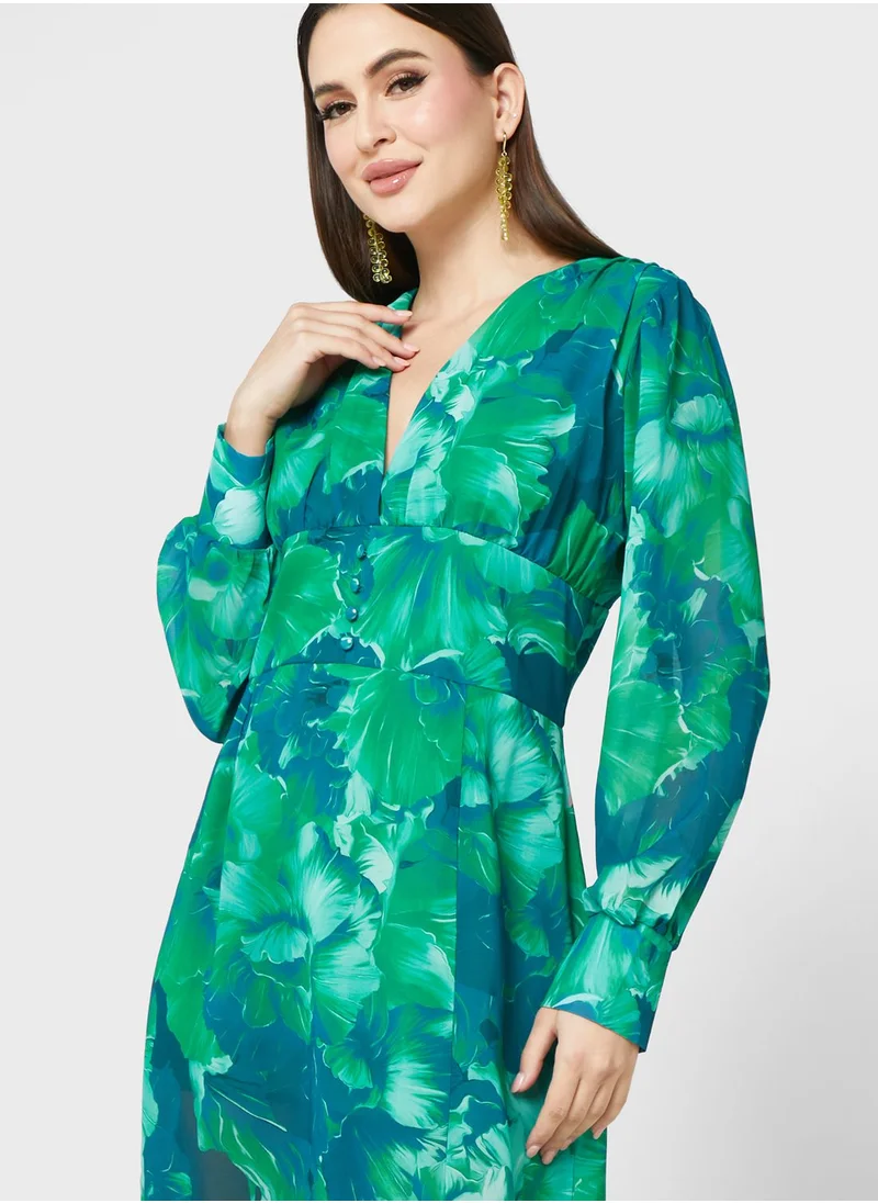 ايلا Printed Shirt Dress With Slit