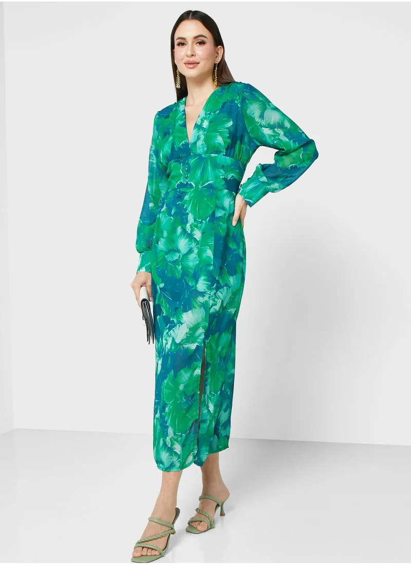 ايلا Printed Shirt Dress With Slit