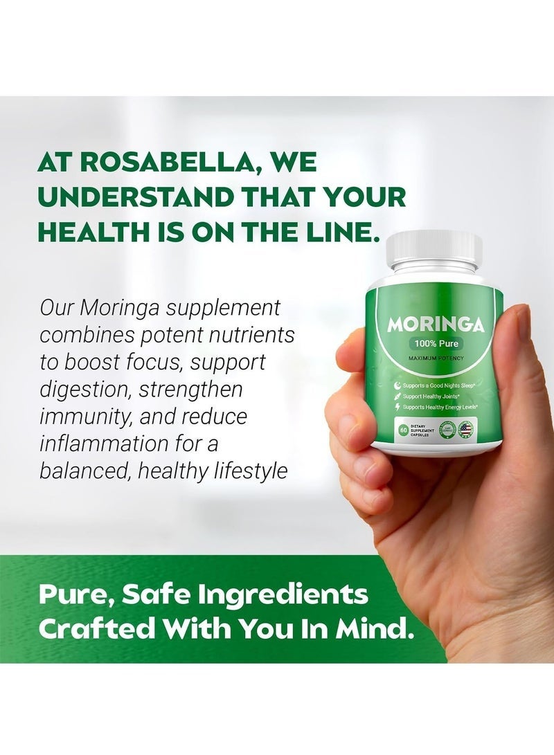 مورينجا كبسولات مسحوق المورينجا، مسحوق المورينجا الغني بالعناصر الغذائية النقية، مضاد أكسدة طبيعي أخضر، غذاء خارق يدعم الطاقة وصحة البشرة وصحة الأمعاء + فيتامينات أساسية وأحماض أمينية A1 - Image 5