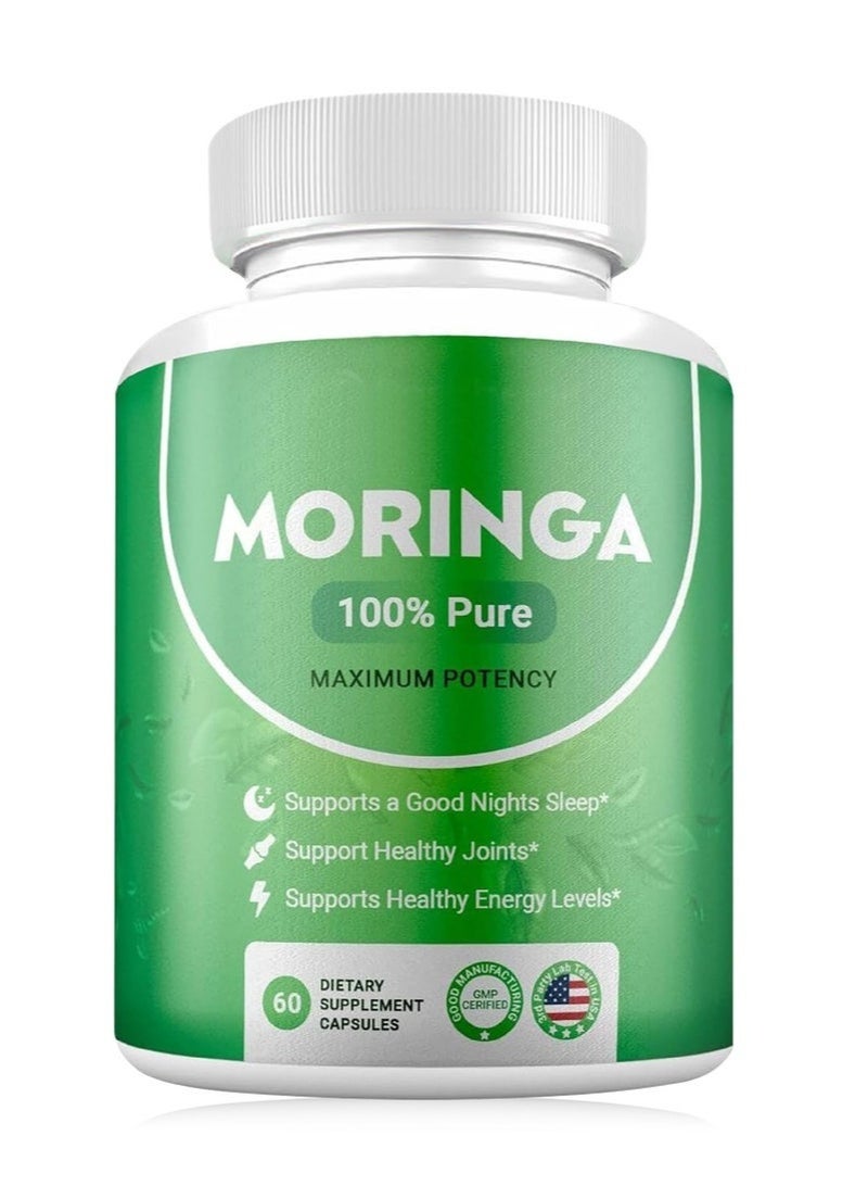 مورينجا كبسولات مسحوق المورينجا، مسحوق المورينجا الغني بالعناصر الغذائية النقية، مضاد أكسدة طبيعي أخضر، غذاء خارق يدعم الطاقة وصحة البشرة وصحة الأمعاء + فيتامينات أساسية وأحماض أمينية A1 - Image 1