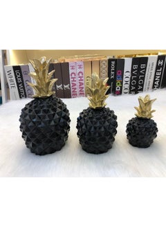 ba9ma 3 Piece Pineapple Decor Set by Basma, Desktop Decorations, Living Room TV Cabinet, Decorative Table Top, Studio Photo Prop, Home Decor, Antique  - Image 1