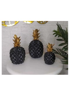 ba9ma 3 Piece Pineapple Decor Set by Basma, Desktop Decorations, Living Room TV Cabinet, Decorative Table Top, Studio Photo Prop, Home Decor, Antique  - Image 4