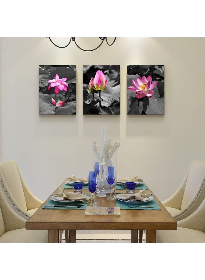 TTHYUEWS Canvas Wall Art for Living Room Bathroom Wall Decor for Bedroom Kitchen Artwork Canvas Prints Green Plant Flowers Painting 12" x 16" 3 Pieces Modern Framed Office Home Decorations Family Picture - Image 5