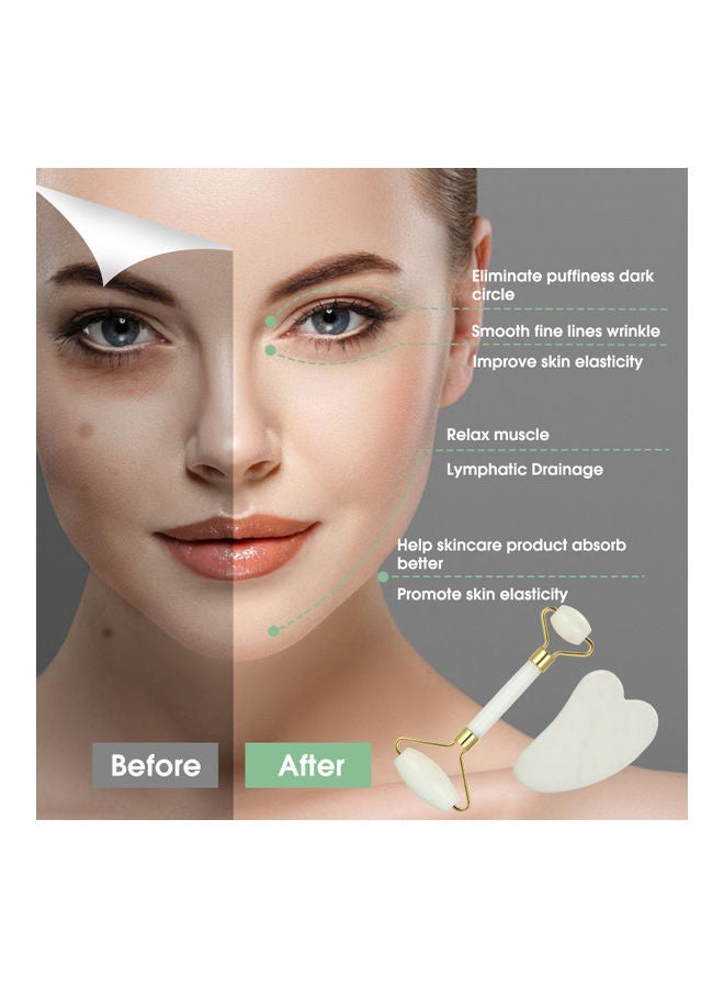 NIBEMINENT Natural Jade Roller Guasha Skin Scraper Facial Set Care Anti-aging Puffy Eyes Massager Neck Anti Wrinkle Beauty Stone White - Image 5