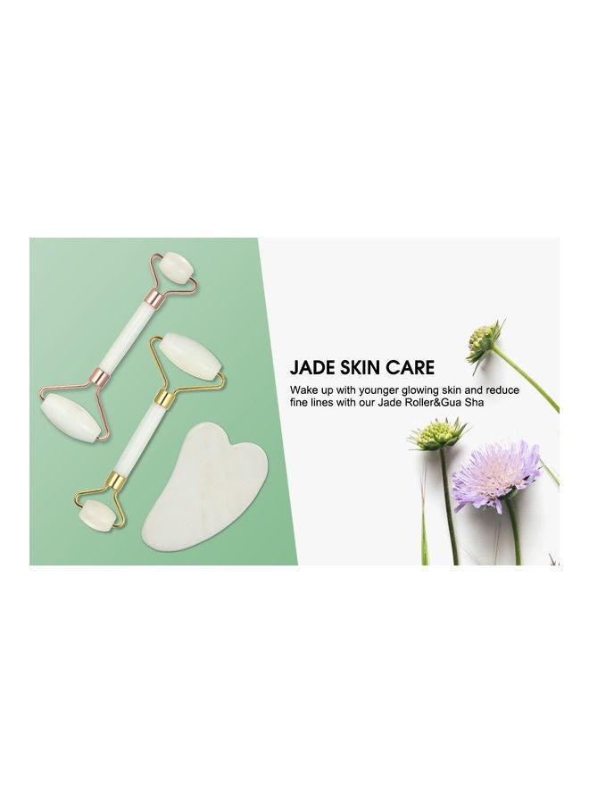 NIBEMINENT Natural Jade Roller Guasha Skin Scraper Facial Set Care Anti-aging Puffy Eyes Massager Neck Anti Wrinkle Beauty Stone White - Image 4