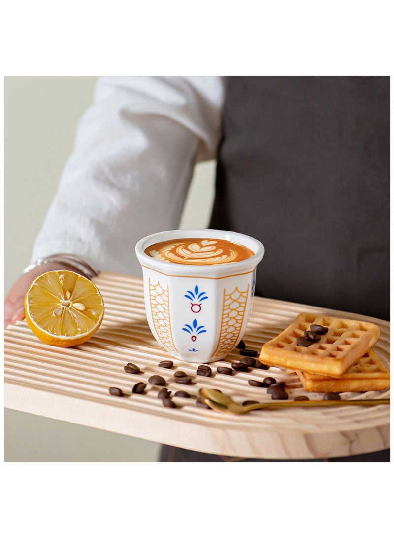 VINNYSEN كوبان قهوة سيراميكي عتيقان مصنوعان يدويًا من السيراميك وكوب شاي سيراميكي مطلي يدويًا تحت التزجيج وأكواب شرب للشاي وعصير شاي ما بعد الظهيرة وحليب وكوب قهوة للإفطار للبالغين 250 مل - Image 3