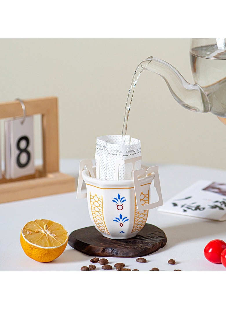 VINNYSEN كوبان قهوة سيراميكي عتيقان مصنوعان يدويًا من السيراميك وكوب شاي سيراميكي مطلي يدويًا تحت التزجيج وأكواب شرب للشاي وعصير شاي ما بعد الظهيرة وحليب وكوب قهوة للإفطار للبالغين 250 مل - Image 5