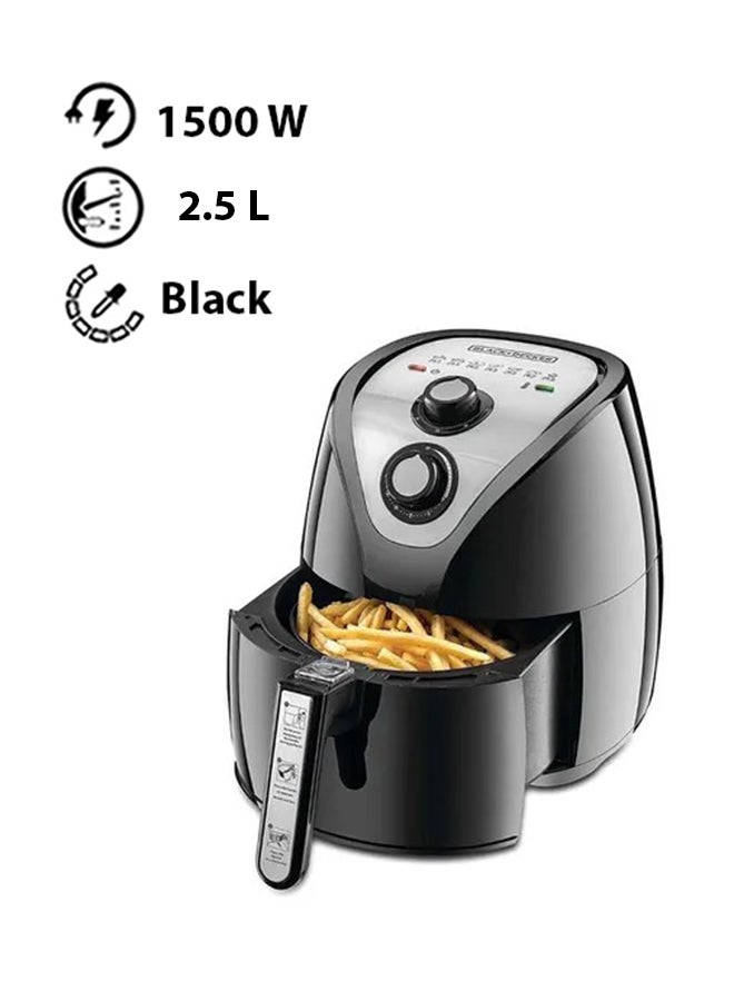 BLACK+DECKER Air Fryer with 0.8KG, Anti Stick, with Rapid Air Convection Technology  (Suitable for 2-4 People) 2.5 L 1500 W AF200-B5 Black/Silver - Image 1