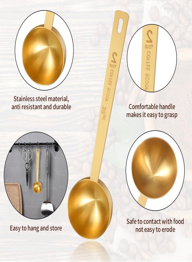 Psyqtsuary 2 PCS Gold Measuring Spoons, 15 Ml and 30 Ml Stainless Steel Coffee Spoons Set Coffee Scoop for Ground Coffees, Long Handle Tablespoon Measuring Spoon for Milk Sugar Protein Brewin Gold Tea Spoon - Image 4
