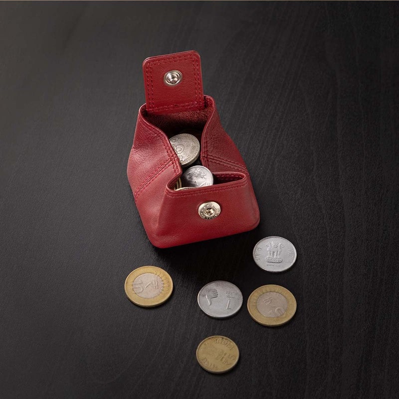 BROWN BEAR Small Envelope Coin Purse with Snap Fastner, Stylish Coin Pouch for Men and Women, Small Coin Purse - Red - Image 2