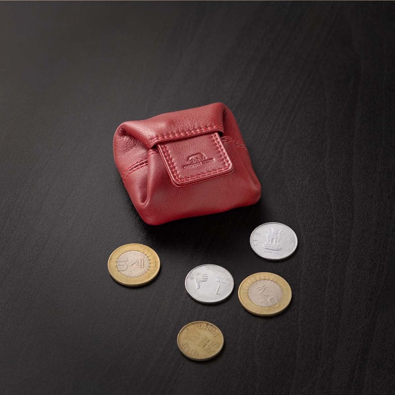 BROWN BEAR Small Envelope Coin Purse with Snap Fastner, Stylish Coin Pouch for Men and Women, Small Coin Purse - Red - Image 4