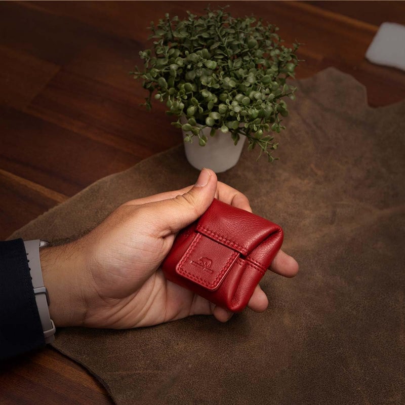 BROWN BEAR Small Envelope Coin Purse with Snap Fastner, Stylish Coin Pouch for Men and Women, Small Coin Purse - Red - Image 3