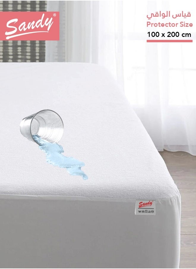 Sandy SANDY Latex Premium Waterproof Mattress Protector with Perfect Fit All Around Elastics Deep Pocket Up to 32cm, Hypoallergenic, Breathable and Dust Mite Protecting, (100X200), White  - Image 1
