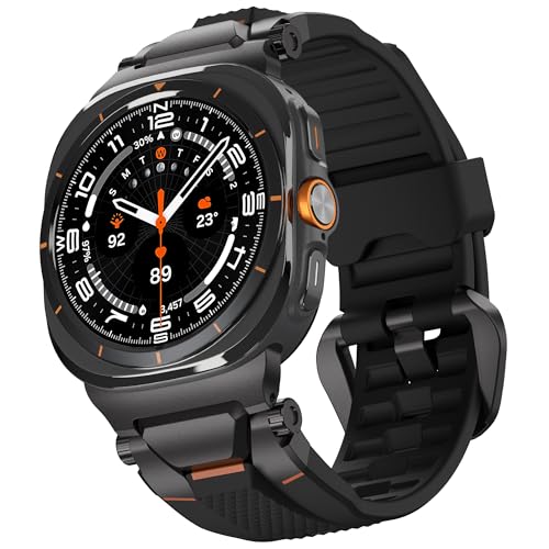 ULTIMAL Watch Band for Samsung Galaxy Watch Ultra 47mm (2025/2024) Compatible with Samsung Watch Strap Bands for Men Sport Bands for Watch Rugged Premium TPU & Metal (Black+Black) - Image 1