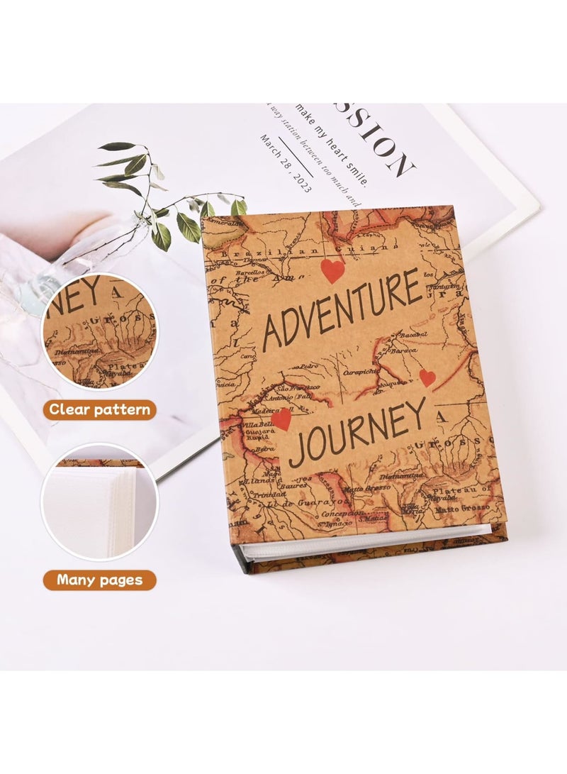 Barakah 4x6 Photo Album with 50 Pockets Holds 100 Pictures, Vintage Map Style Hardboard Cover Scrapbook for Family Memories, Baby Couple Travel Wedding Anniversary Gift - Image 3