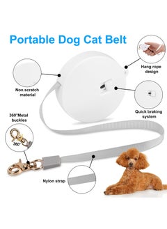 SYOSI Automatic Retractable Leash for Small Dogs Cats Anti-Pull Strength Nylon Material Walking Leash  Mini Portable Hands-Free with Wrist Strap for One-Hand Operation (White)  - Image 3