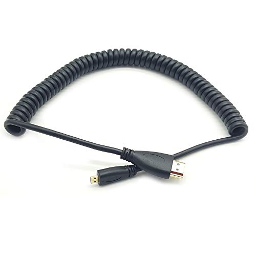 Seadream 4k Coiled Micro HDMI Cable;Coiled Spring Micro HDMI to Full HDMI Male to Male Cable - Stretched Length 50cm to 240cm - Supports Ethernet, 3D 4K 1080P - Image 1