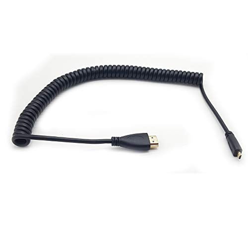 Seadream 4k Coiled Micro HDMI Cable;Coiled Spring Micro HDMI to Full HDMI Male to Male Cable - Stretched Length 50cm to 240cm - Supports Ethernet, 3D 4K 1080P - Image 3