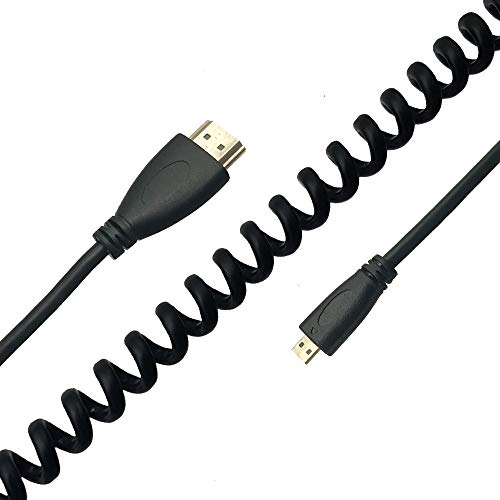 Seadream 4k Coiled Micro HDMI Cable;Coiled Spring Micro HDMI to Full HDMI Male to Male Cable - Stretched Length 50cm to 240cm - Supports Ethernet, 3D 4K 1080P - Image 2