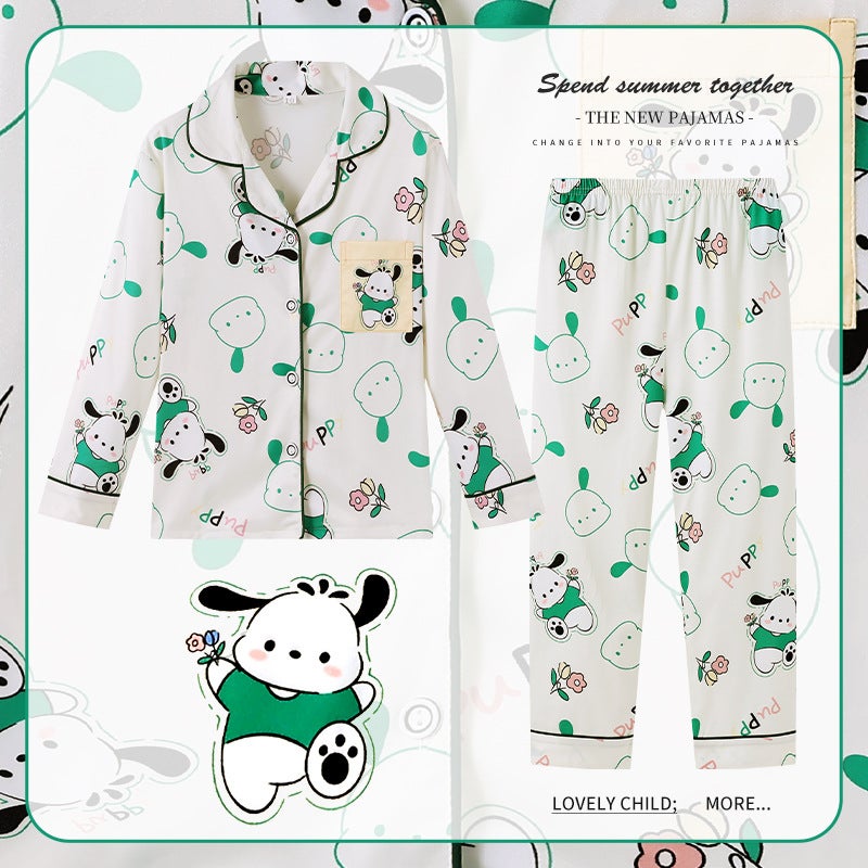 Cartoon Children'S And Girls' Pajamas Thin Long-Sleeved Cardigan Boys' And Girls' Home Clothes Suit - Image 2