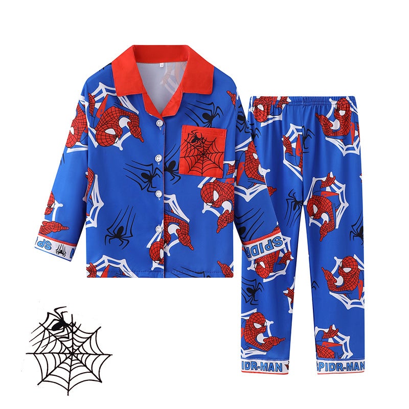 Cartoon Children'S And Girls' Pajamas Thin Long-Sleeved Cardigan Boys' And Girls' Home Clothes Suit - Image 1