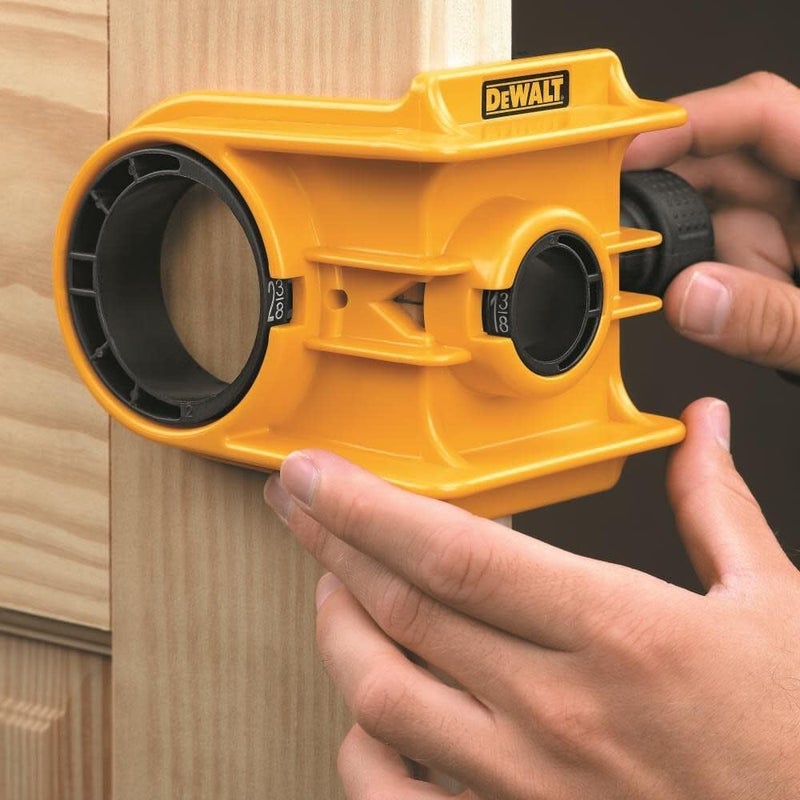 DEWALT Door Lock Installation Kit C Clamp Design Hole Saw Kit For Metal or Wood Doors 2 Adjustable Bushings Easy Installation Height Alignment D180004 - Image 5