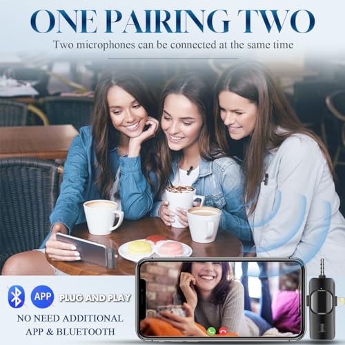 Akcswo 3 in 1 Wireless Lavalier Microphone for iPhone, iPad, Android, Camera,12-Hour Battery, mini Noise Reduction Recording Mic 2.4G Ultra-Low Delay, Microphone for Vlog/ TikTok/YouTube Live Stream( 3 Mic) - Image 5