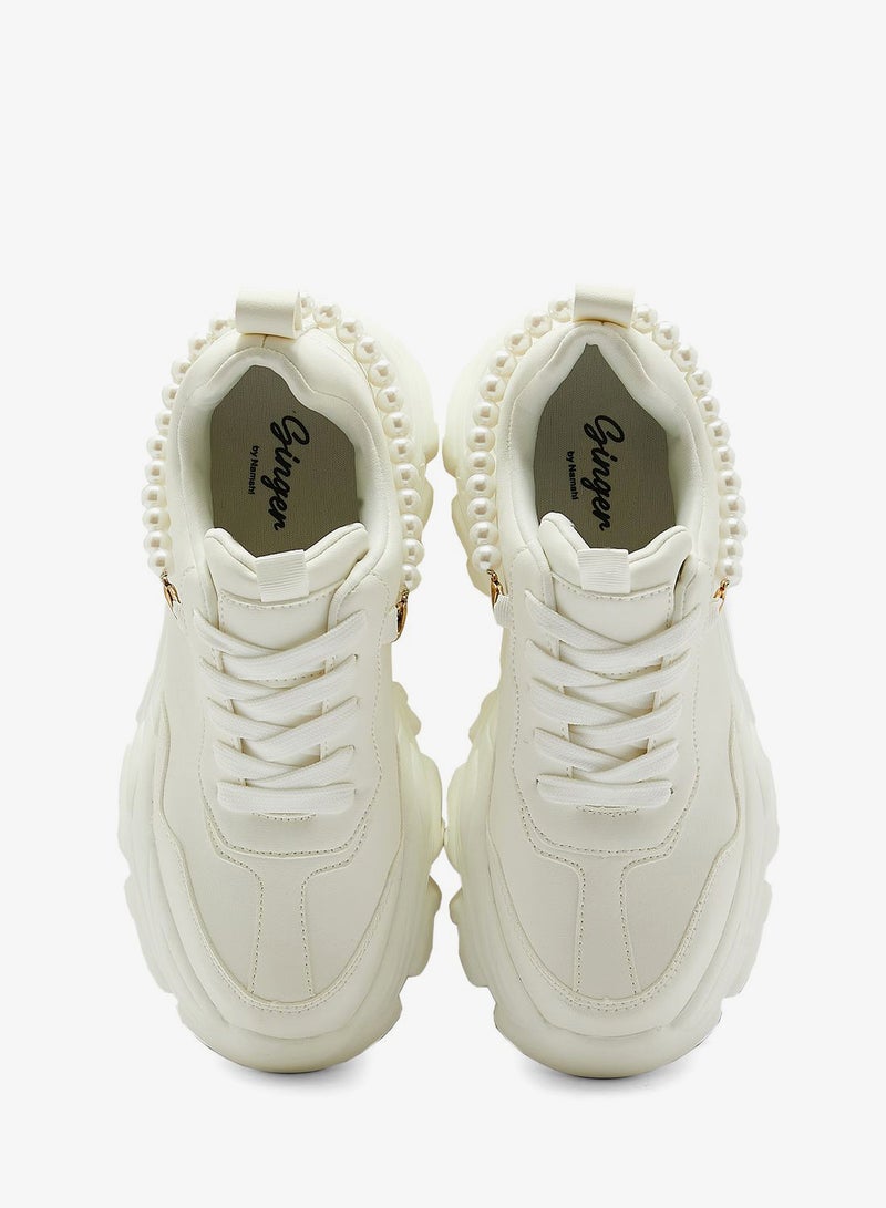 جينجر حذاء سنيكرز مزين باللؤلؤ - Image 3