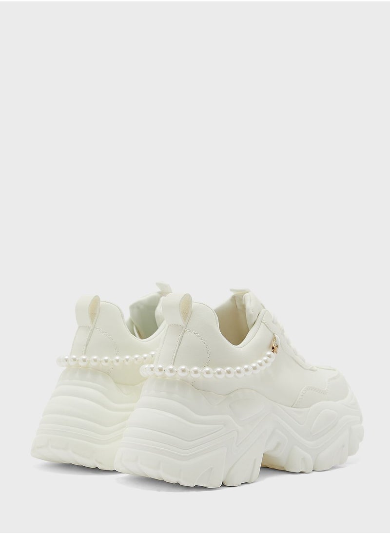 Ginger - Pearl Detail Chunky Sneaker - Image 1