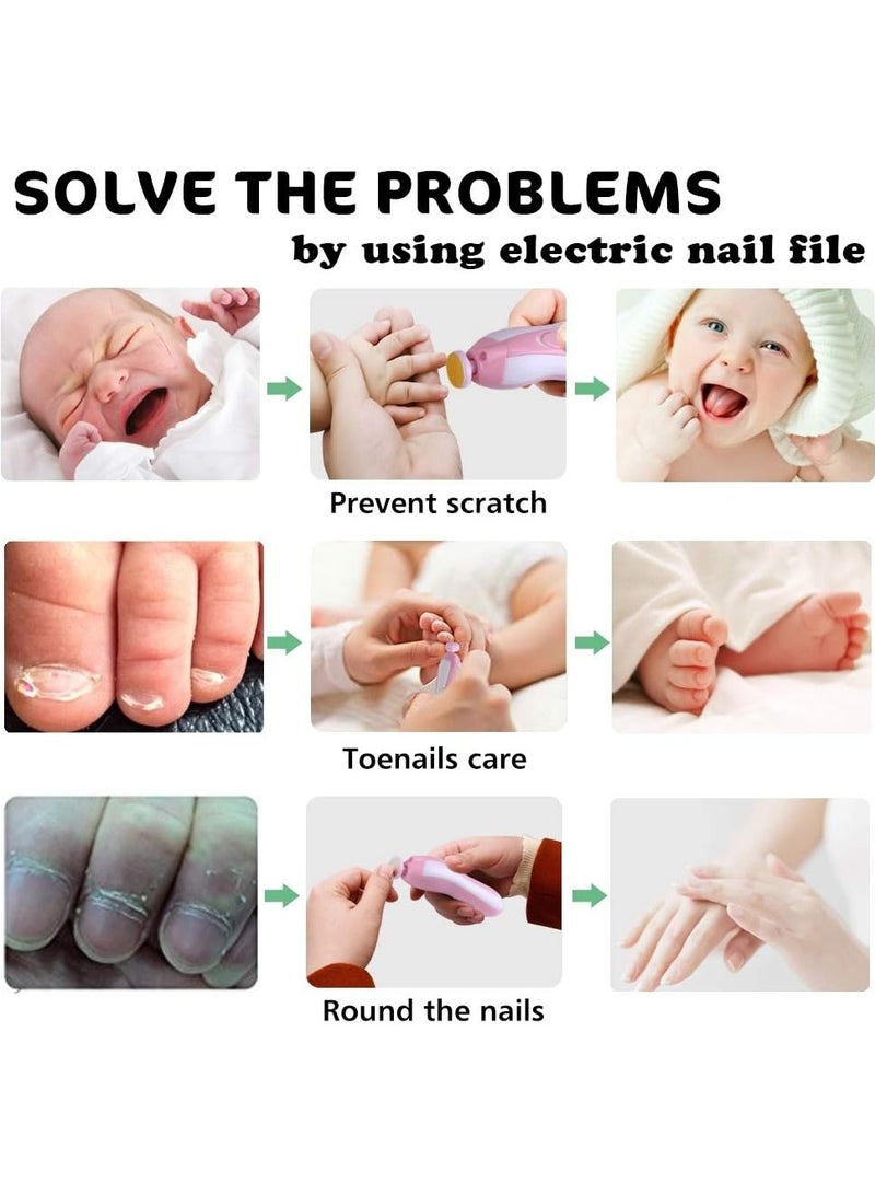 كونسيفيسين مبرد أظافر كهربائي لقص أظافر الأطفال، مجموعة أدوات طحن أظافر آمنة 20 في 1 لحديثي الولادة والأطفال الصغار أو البالغين للعناية بأظافر الأصابع... - Image 2