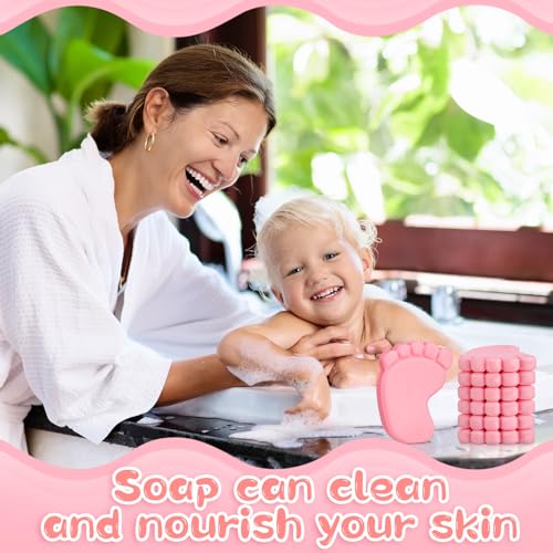 Dimsile 50 Sets Baby Shower Favors Handmade Baby Feet Scented Soap Party Favors for Guests Gifts with Organza Bags and Thanks Tags Wedding Party(Pink) - Image 5