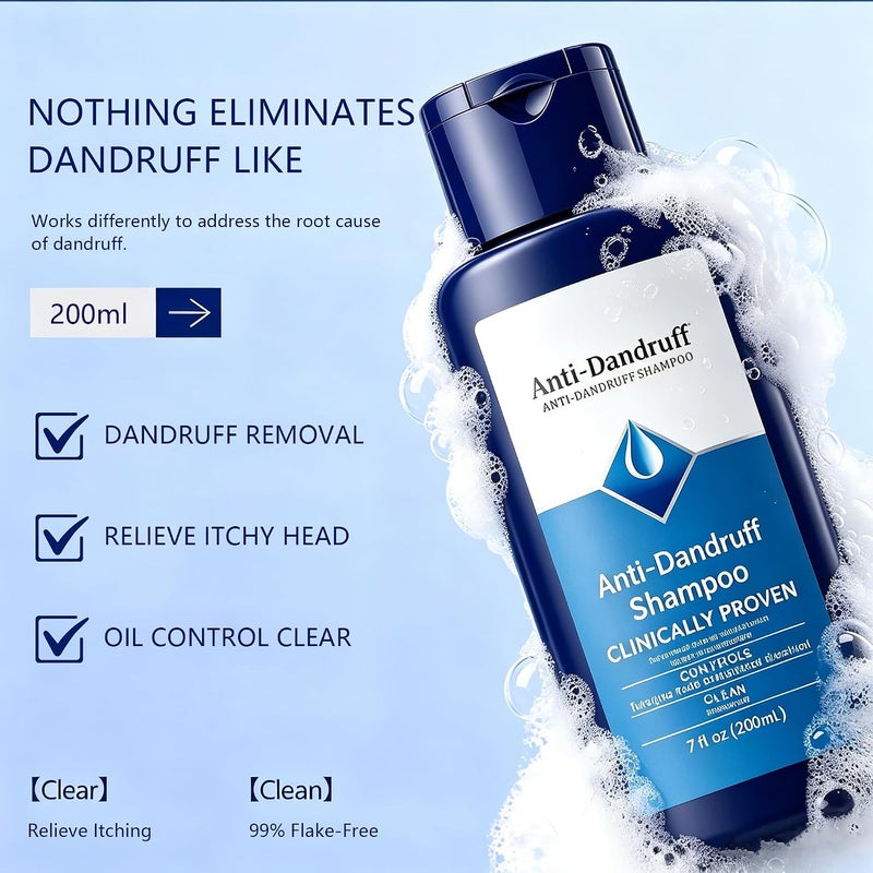 SWIUKPHE Cleansing Anti-Dandruff Shampoo, Flake-Free, Moisturizing for All Hair & Scalp Types - Instant Itch Relief, Strengthens Hair, Prevents Hair Loss - 200ml - Image 3