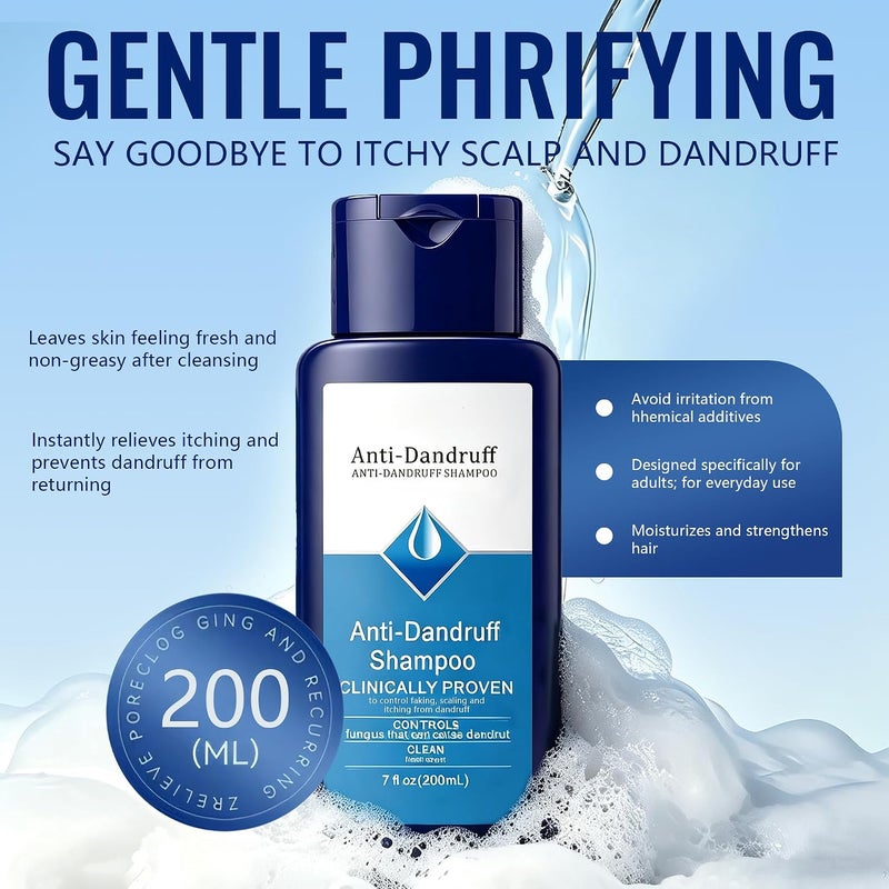 SWIUKPHE Cleansing Anti-Dandruff Shampoo, Flake-Free, Moisturizing for All Hair & Scalp Types - Instant Itch Relief, Strengthens Hair, Prevents Hair Loss - 200ml - Image 2