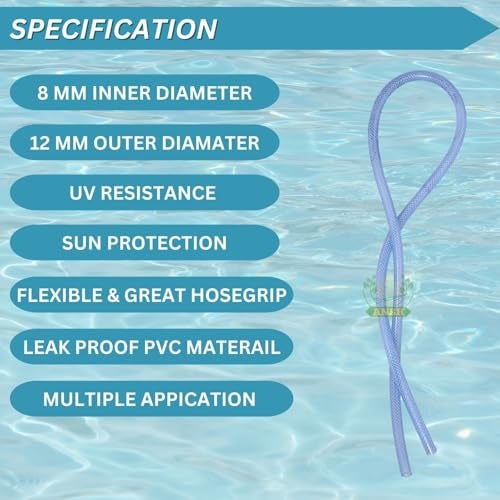 Agriansh Heavy Duty 8 mm Hose Pipe | 3 Layer Threaded Pvc Braided Water Pipe | Flexible waterpipe with jointer & Clamps | 5 Meter(16.40 foot) Pipe for Garden, Car Wash & Cleaning - Image 5