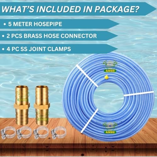Agriansh Heavy Duty 8 mm Hose Pipe | 3 Layer Threaded Pvc Braided Water Pipe | Flexible waterpipe with jointer & Clamps | 5 Meter(16.40 foot) Pipe for Garden, Car Wash & Cleaning - Image 2