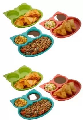 Kitchwish Owl Shape Plates 6 with Suction Base Attractive Self Feeding Plate for Kids Virgin Plastic Food Grade Material Dinner PlatesSectioned Plates - Image 1