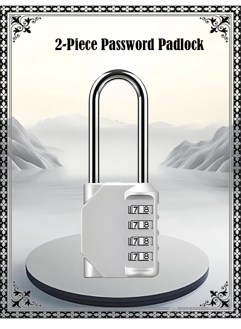 2-Piece Password Padlock,Luggage Lock,4 Digit Outdoor Waterproof Padlock - Image 1