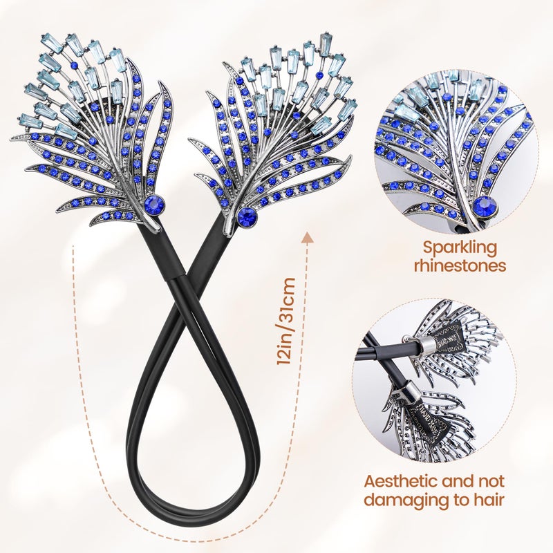 Yanwenx 2 Pcs Bun Maker Crystal Hair Bun Maker French Twist Hair Disk for Women Feather Lazy Hair Curler Hair Accessories for Women Girls - Image 2