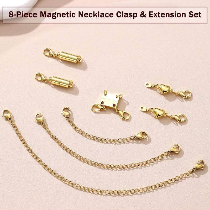 KRFY Extra Strong Magnetic Necklace Clasps and Closures, Necklaces Separator for Layering Stacks, Necklace Chain Extenders for Women, Magnet Detangler Clasp Bracelet 8Pcs 16K Gold Plated - Image 2
