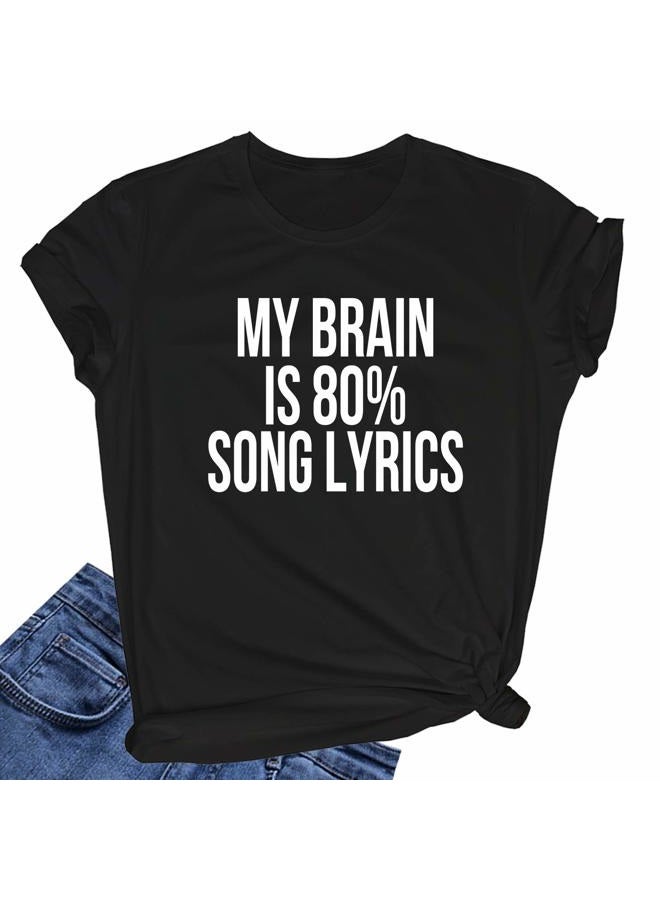 LOOKFACE Women Cute T Shirt Junior Tops Teen Girls Graphic Tees Black Medium - Image 1
