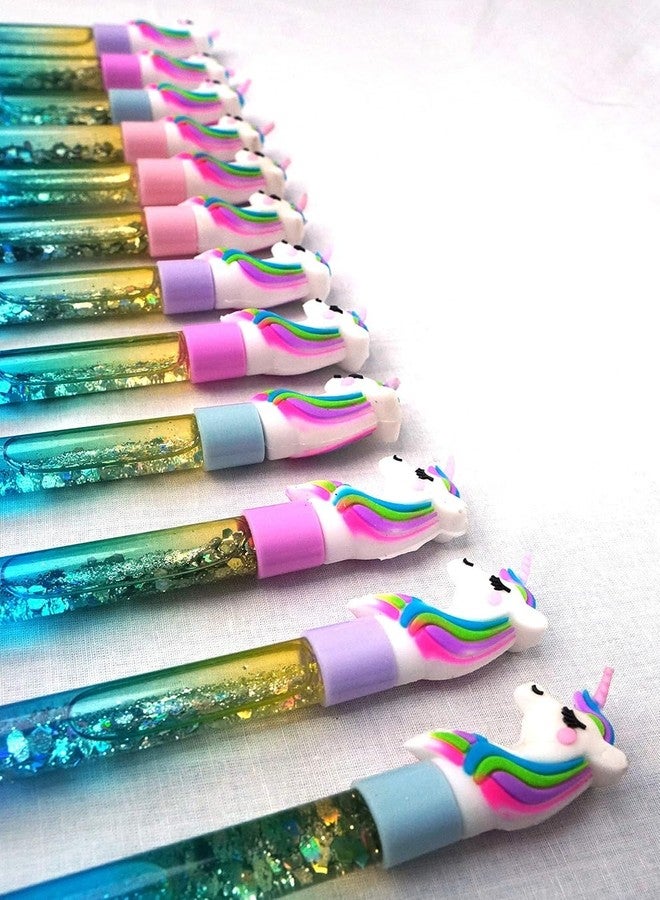 GOLD MAX Unicorn Glitter Pens Beautiful Designer Unicorn Magic Wand Gel Pen Birthday Return Gift For Kids (Pack Of 2)., Blue - Image 5