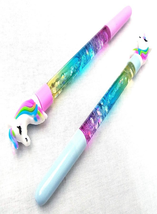 GOLD MAX Unicorn Glitter Pens Beautiful Designer Unicorn Magic Wand Gel Pen Birthday Return Gift For Kids (Pack Of 2)., Blue - Image 3