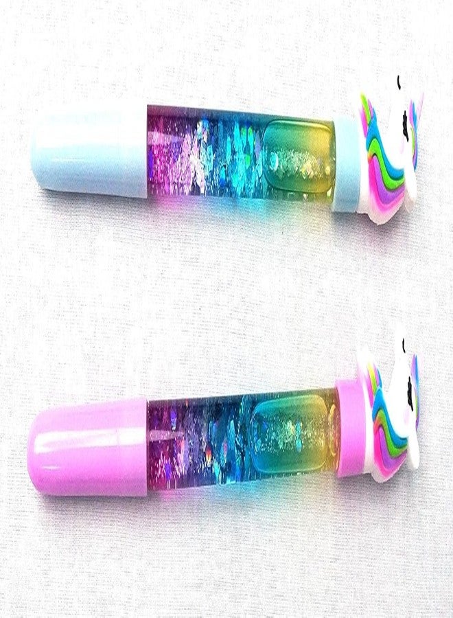 GOLD MAX Unicorn Glitter Pens Beautiful Designer Unicorn Magic Wand Gel Pen Birthday Return Gift For Kids (Pack Of 2)., Blue - Image 2