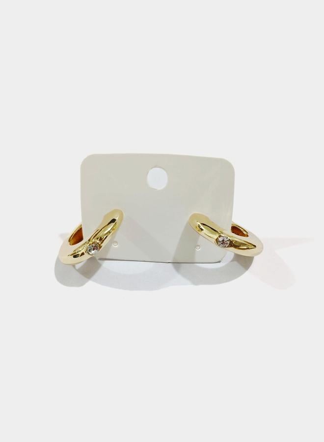 Styli Gold Hoop Earrings with Crystal Accent