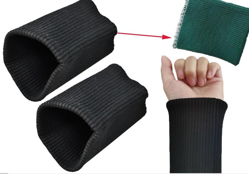 Noraling Finished Knitted Ribbed Cuffs,Replacement Jacket Stripes Rib Knit Trims Cuffs 1Pair for Sewing DIY (Black) - Image 1