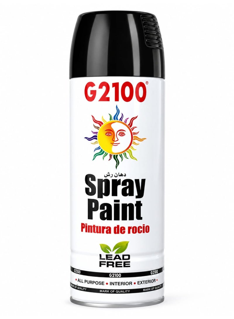G2100 Premium Black Spray Paint 400ml – Ultra Smooth Finish, Fast Drying, Lead-Free Multi-Surface Aerosol Coating for Metal, Wood, Plastic & DIY Projects