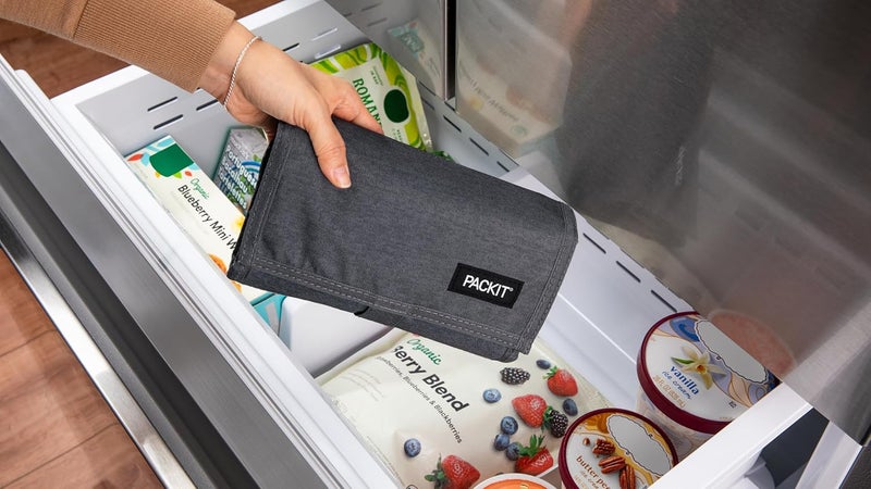 Pac-Kit ® Freezable Lunch Bag, City Charcoal, Built with ECOFREEZE® Technology, Foldable, Reusable, Zip and Velcro Closure with Buckle Handle, Designed for Work Lunches and Fresh Lunch On the Go - Image 4